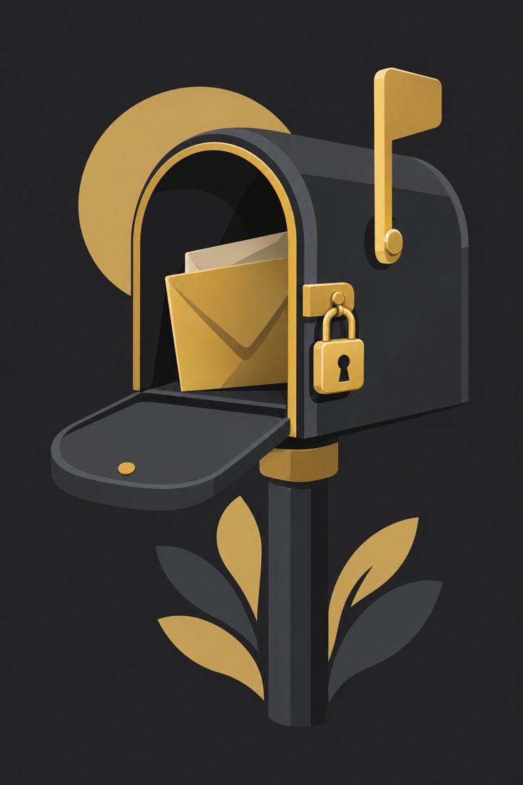 Illustration of a mailbox with a small lock for a Redondo Beach, CA home